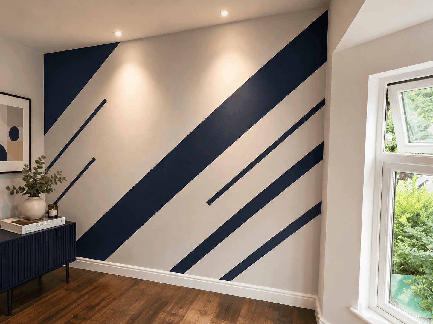 Painted decorative panelling in a completed room
