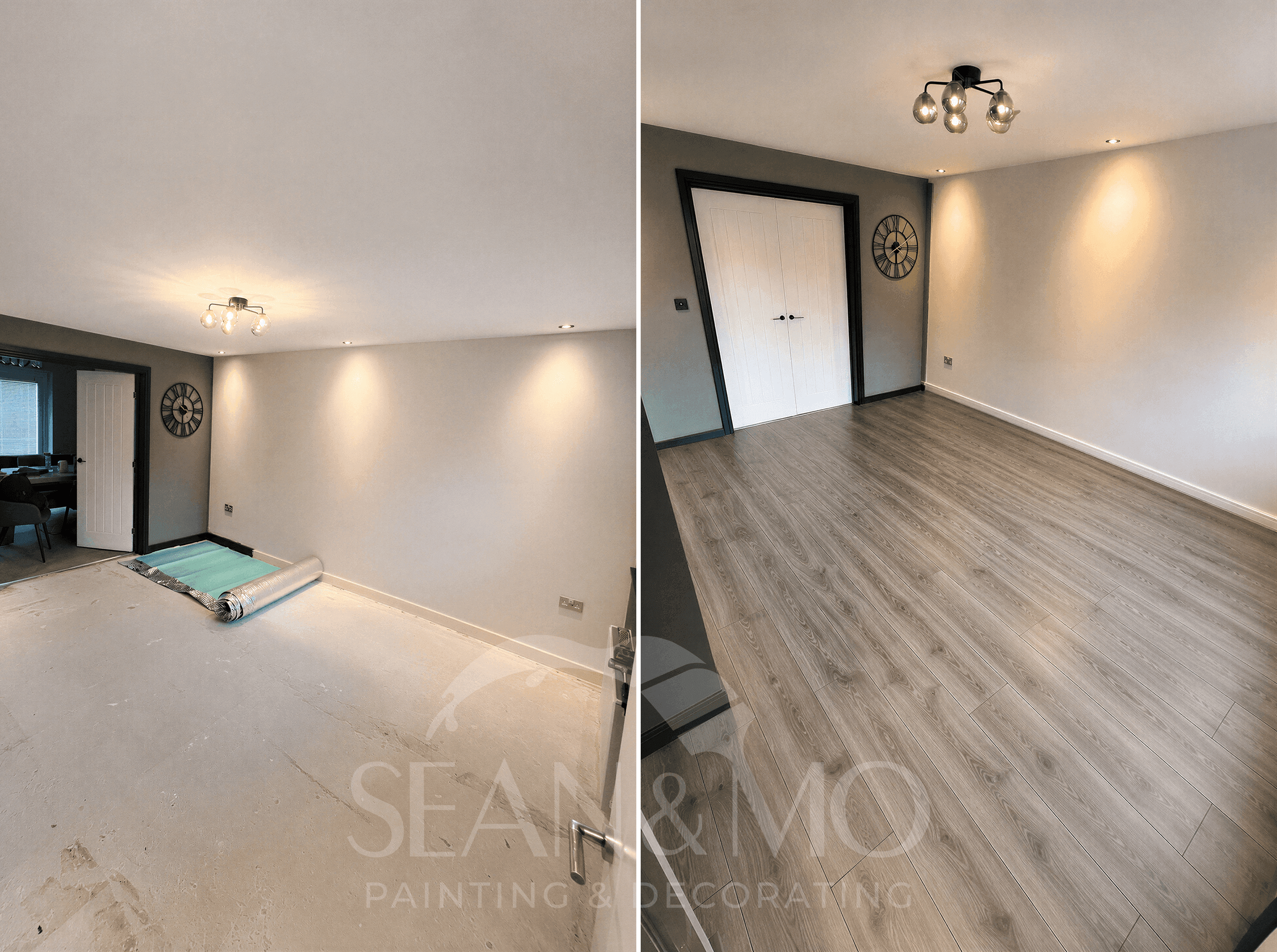 Laminate flooring in a room decorated by Sean & Mo