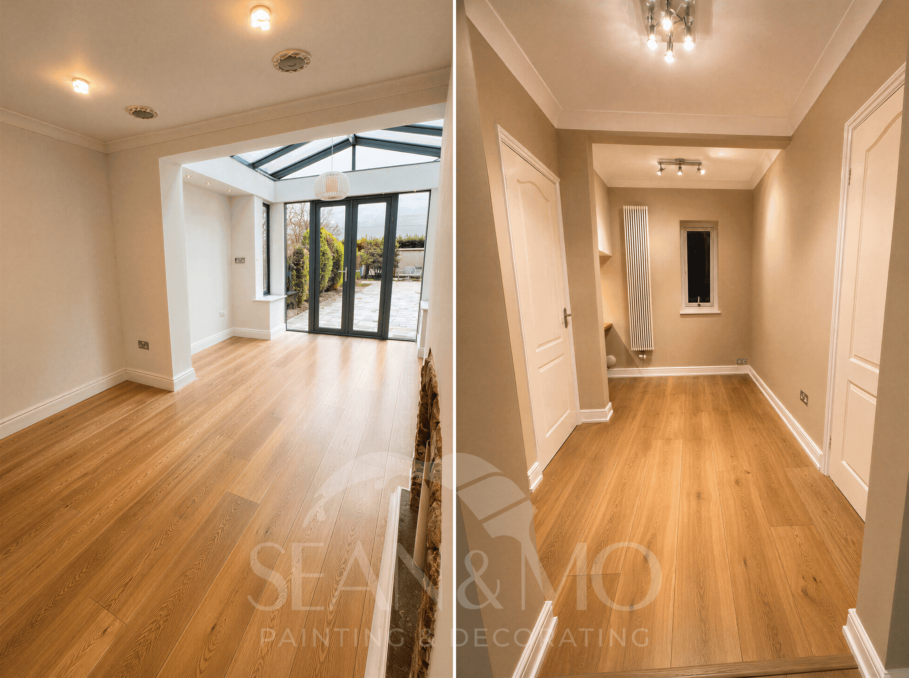 Finished laminate floor with interior painting by Sean & Mo