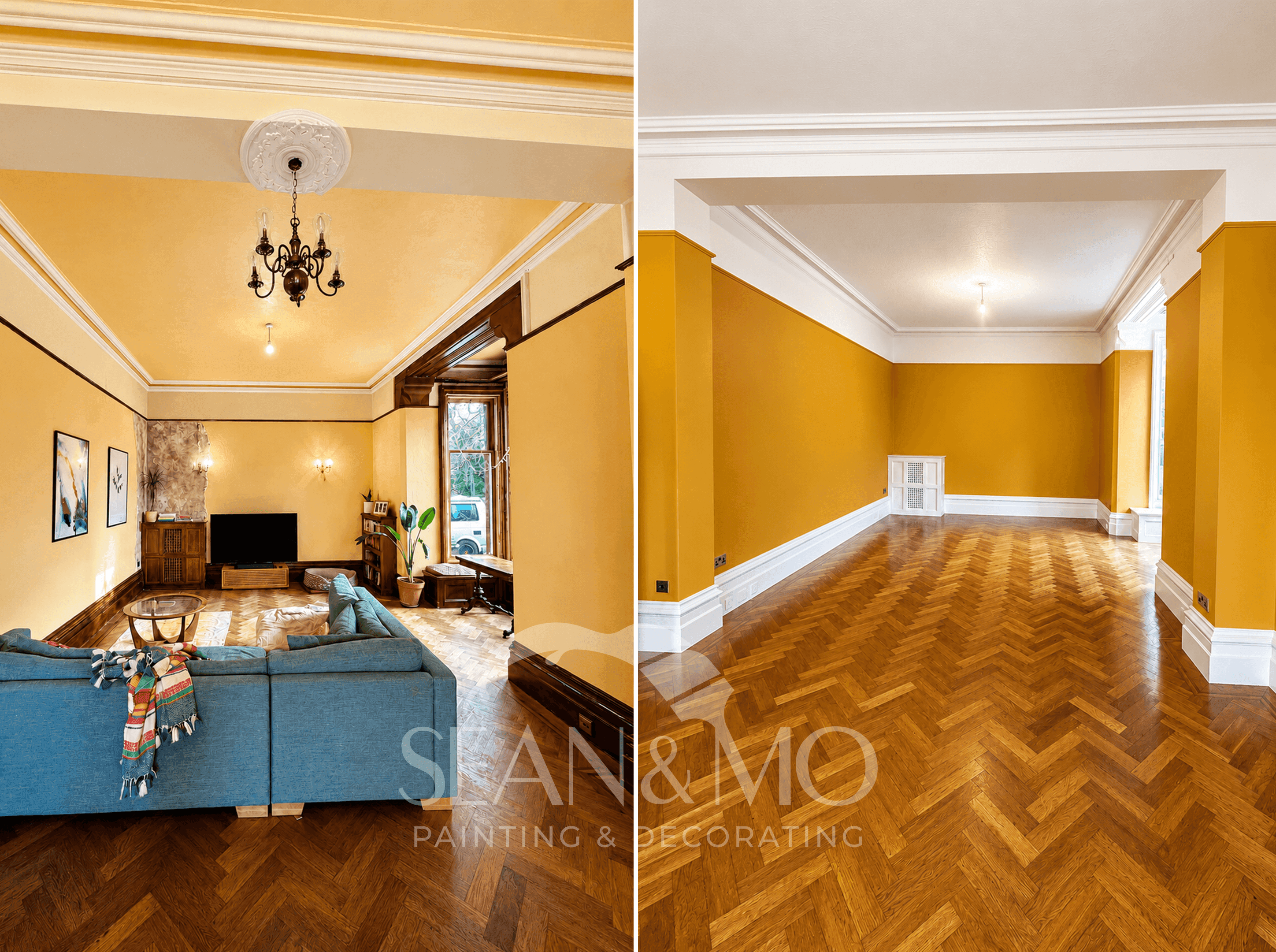 Interior hallway and wall finish after painting by Sean & Mo