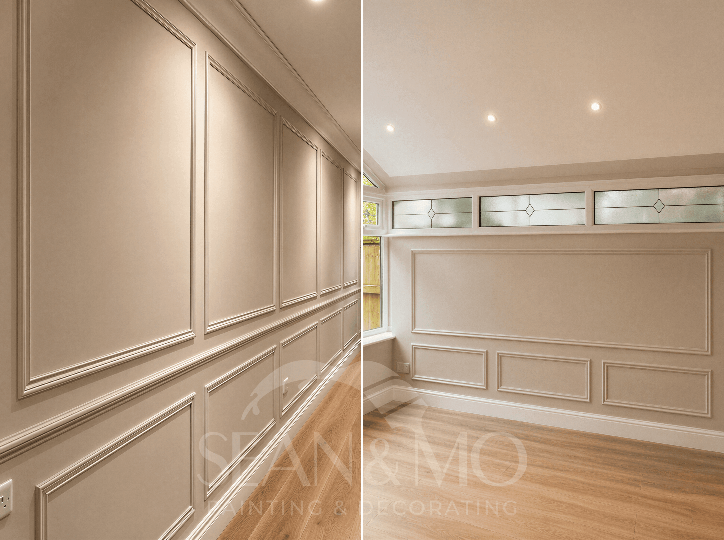 Feature wall panelling in a residential interior