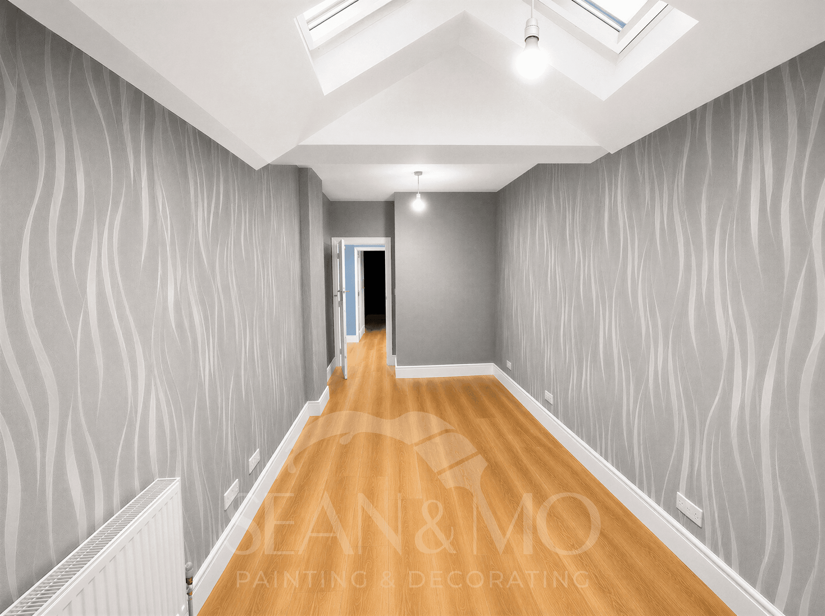 Patterned wallpaper after careful hanging and alignment