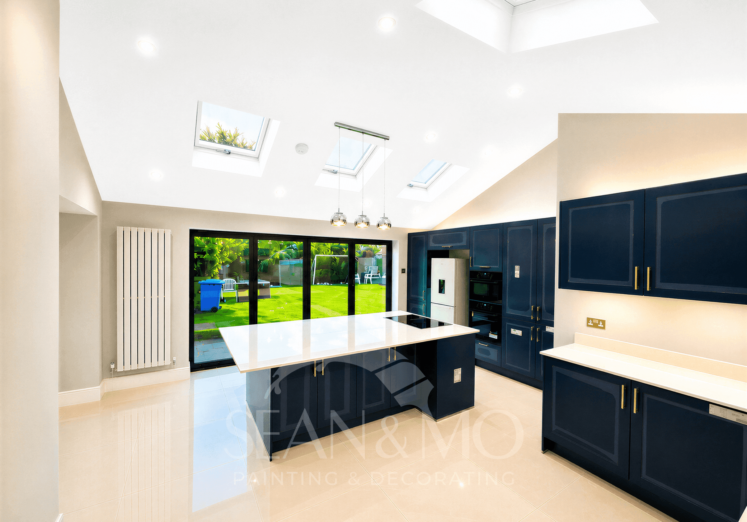 Kitchen, living room and dining room interior in Warrington